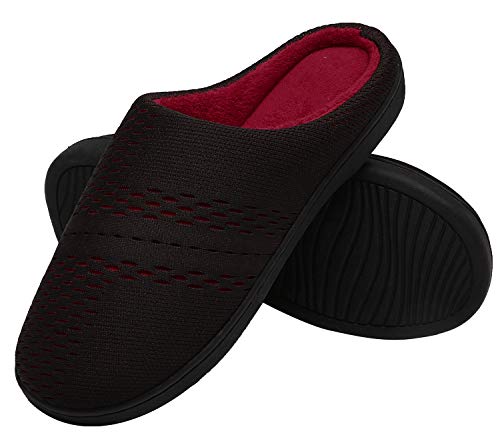 ChayChax Damen Herren Winter Hausschuhe Wärme Plüsch Pantoffeln Memory Foam Slippers rutschfest,schwarz rot 40/41 EU(280) von ChayChax