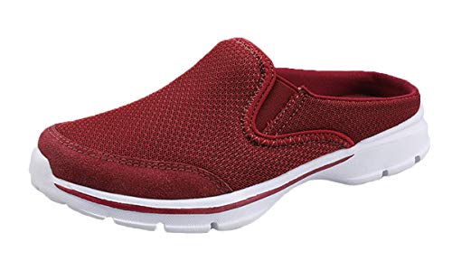 ChayChax Weiche Pantoffeln Hausschuhe Slip On Bequeme Haus Pantoletten Mules rutschfest Slipper Indoor Outdoor für Damen Herren, Rot, 35 EU von ChayChax