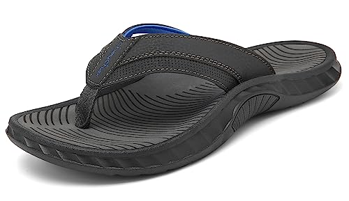 ChayChax Flip Flops Herren Zehentrenner Outdoor Sport Strand Sandalen Sommer Hausschuhe mit Arch Support,Dunkelgrau-Blau,41 EU von ChayChax