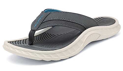 ChayChax Flip Flops Herren Zehentrenner Outdoor Sport Strand Sandalen Sommer Hausschuhe mit Arch Support,Hellgrau-Weiß,47 EU von ChayChax