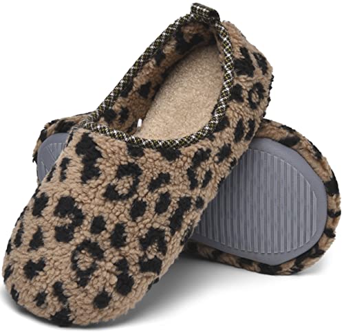 ChayChax Hausschuhe Damen Winter Wärme Pantoffeln Memory Foam Weiche Plüsch Bequeme Baumwolleschuhe,Leopard,EU 36-37(SS)(235 mm) von ChayChax