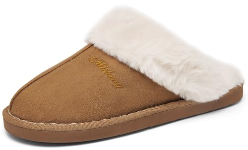 ChayChax Herren Damen Winter Hausschuhe Warme Flauschige Plüsch Pantoffeln Memory Foam rutschfest, Braun, 40/41 EU = Hersteller 42/43 von ChayChax