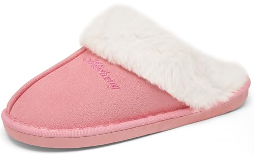 ChayChax Herren Damen Winter Hausschuhe Warme Flauschige Plüsch Pantoffeln Memory Foam rutschfest, Rosa, 38/39 EU = Hersteller 40/41 von ChayChax