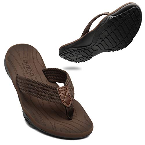 ChayChax Herren Flip Flops Weiche Zehentrenner Outdoor Sports Beach Sandalen rutschfest Pool Badelatschen Pantoffeln,Braun,40 EU von ChayChax