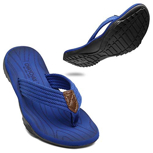 ChayChax Herren Flip Flops Weiche Zehentrenner Outdoor Sports Beach Sandalen rutschfest Pool Badelatschen Pantoffeln,Dunkel Blau,44 EU von ChayChax