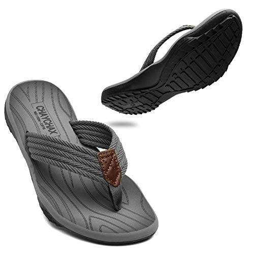 ChayChax Herren Flip Flops Weiche Zehentrenner Outdoor Sports Beach Sandalen rutschfest Pool Badelatschen Pantoffeln,Grau,41 EU von ChayChax