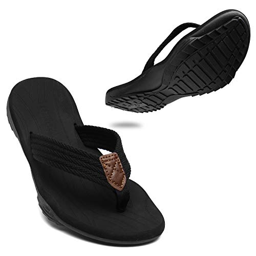 ChayChax Herren Flip Flops Weiche Zehentrenner Outdoor Sports Beach Sandalen rutschfest Pool Badelatschen Pantoffeln,Schwarz,40 EU von ChayChax