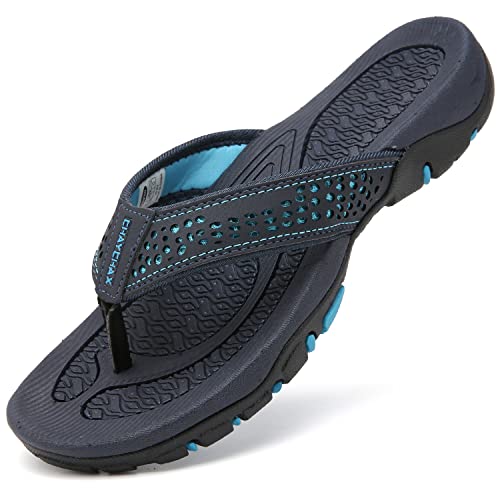 ChayChax Herren Zehentrenner Flip Flops Outdoor Sport Strand Sandalen Sommer Hausschuhe Badelatschen mit rutschfest Gummisohle,Blau,41 EU von ChayChax