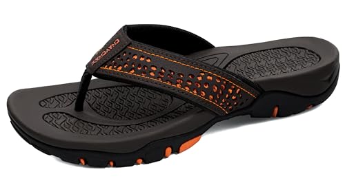 ChayChax Herren Zehentrenner Flip Flops Outdoor Sport Strand Sandalen Sommer Hausschuhe Badelatschen mit rutschfest Gummisohle,Braun,42 EU von ChayChax