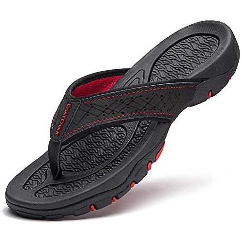 ChayChax Herren Zehentrenner Flip Flops Outdoor Sport Strand Sandalen Sommer Hausschuhe Badelatschen mit rutschfest Gummisohle,Schwarz1,40 EU von ChayChax