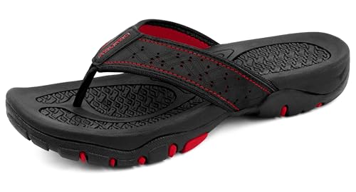 ChayChax Herren Zehentrenner Flip Flops Outdoor Sport Strand Sandalen Sommer Hausschuhe Badelatschen mit rutschfest Gummisohle,Schwarz1,43 EU von ChayChax