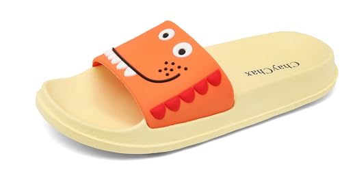 ChayChax Kinder Pantoletten Sommer Hausschuhe Leicht Badeschuhe Badepantolette Offener Zeh Strand Sandalen Bequeme Badeschlappen,Orange B,26/27 EU=Hersteller 27 von ChayChax