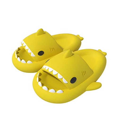 ChayChax Shark Sildes Slippers Damen Herren Kinder Hai Badelatschen Sommer Hausschuhe Badeschlappen rutschfeste Dusch Badeschuhe Strand Sandalen, Gelb,32/33 EU von ChayChax