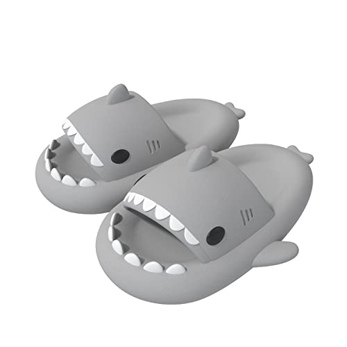 ChayChax Shark Sildes Slippers Damen Herren Kinder Hai Badelatschen Sommer Hausschuhe Badeschlappen rutschfeste Dusch Badeschuhe Strand Sandalen, Grau,38/39 EU von ChayChax