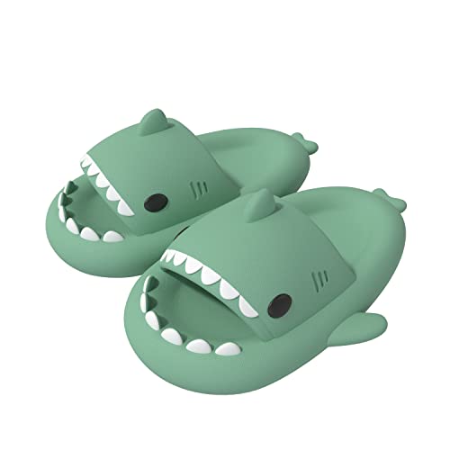 ChayChax Shark Sildes Slippers Damen Herren Kinder Hai Badelatschen Sommer Hausschuhe Badeschlappen rutschfeste Dusch Badeschuhe Strand Sandalen, Grün,30/31 EU von ChayChax