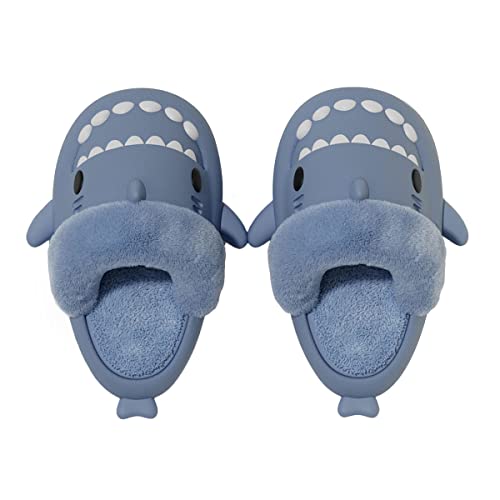 ChayChax Shark Sildes Slippers Damen Herren Kinder Hai Badelatschen Sommer Hausschuhe Badeschlappen rutschfeste Dusch Badeschuhe Strand Sandalen,Hai Blau 5,32/33 EU von ChayChax