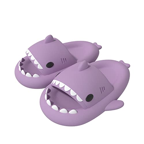 ChayChax Shark Sildes Slippers Damen Herren Kinder Hai Badelatschen Sommer Hausschuhe Badeschlappen rutschfeste Dusch Badeschuhe Strand Sandalen,Lila,32/33 EU von ChayChax