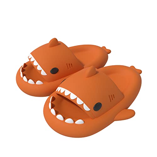 ChayChax Shark Sildes Slippers Damen Herren Kinder Hai Badelatschen Sommer Hausschuhe Badeschlappen rutschfeste Dusch Badeschuhe Strand Sandalen,Orange,38/39 EU von ChayChax