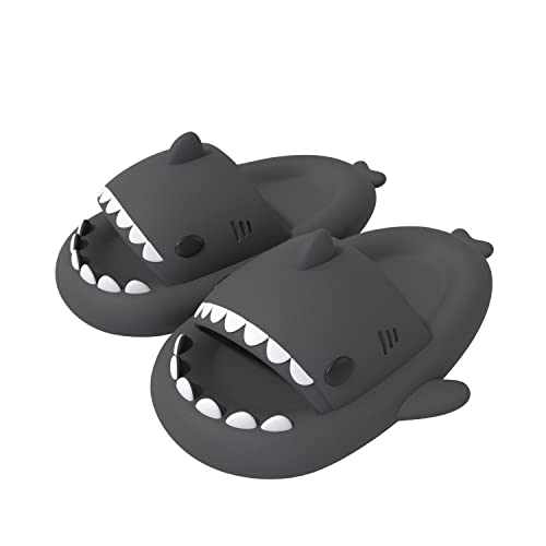 ChayChax Shark Sildes Slippers Damen Herren Kinder Hai Badelatschen Sommer Hausschuhe Badeschlappen rutschfeste Dusch Badeschuhe Strand Sandalen,Schwarz,30/31 EU von ChayChax