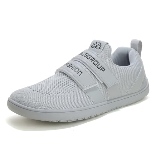 ChayChax Unisex Breite Barfußschuhe Herren Damen Barfussschuhe Minimalistische Leichtgewicht Turnschuhe Atmungsaktiv Barfuss Laufschuhe mit Zero-Drop Solhe und Klettverschluss,Grau,40 EU von ChayChax