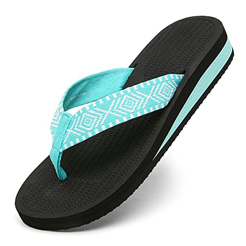 ChayChax Zehentrenner Damen Bequem Flip Flops Sommer Pantoletten Plateau Pantoffeln Rutschfest Badelatschen, Blau, 38 EU von ChayChax