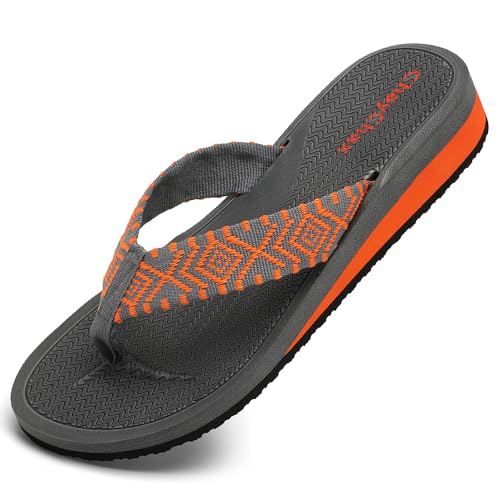 ChayChax Zehentrenner Damen Bequem Flip Flops Sommer Pantoletten Plateau Pantoffeln Rutschfest Badelatschen,Orange,42 EU von ChayChax