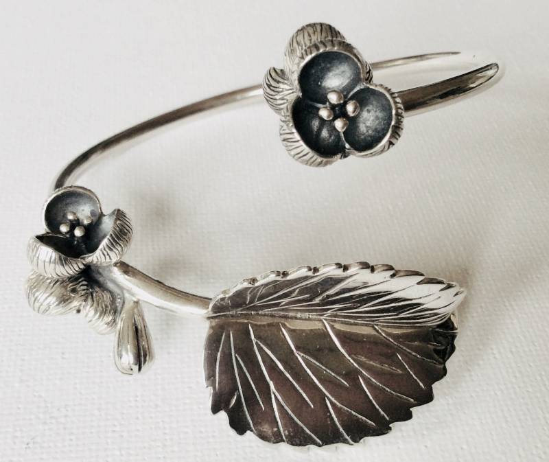 Design Thai Blumen Armband Handmade Massiv 925 Sterling 45G Kostenlos Lieferung. S von Chayakunst