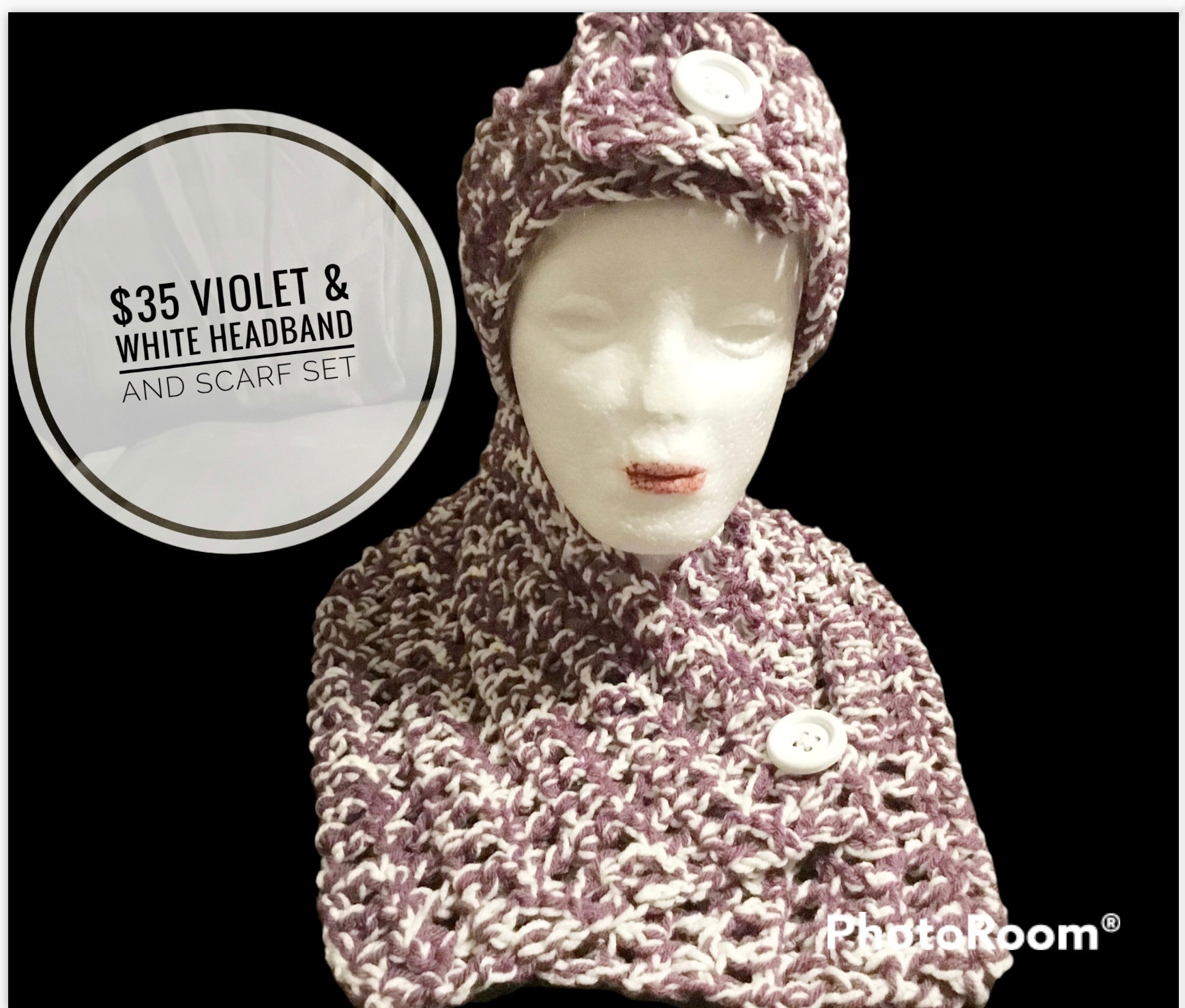 Lila Und Weiß Gehäkeltes Stirnband Rindstuch von ChaysCrochet