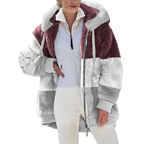 Damen Mäntel Größe 12 UK Fleece Mantel Colorblock Cardigan Reißverschluss Jacke Open Front Kapuzenjacke mit Kapuze Tasche Oberbekleidung Outfits Mäntel Weihnachtsjacke, rot, 54 Damen Mäntel Größe 12 UK Fleece Mantel Colorblock Cardigan Reißverschluss Jacke Open Front Kapuzenjacke mit Kapuze Tasche Oberbekleidung Outfits Mäntel Weihnachtsjacke, rot, 54 von Chdirnely