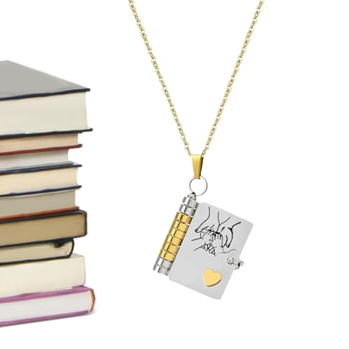 Chdnhe Für Meine Tochter Halskette | Buch-Anhänger Mit Tochterseite - Edelstahl Mehrlagig Aufklappbar Anhänger Für Valentinstag Weihnachten Geburtstag Reise Schule Abschluss Taglich von Chdnhe