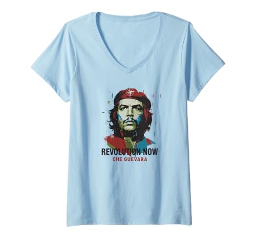 Damen Che Guevara Kuba Rebell Unterschrift Revolutionär Freiheitsl T-Shirt mit V-Ausschnitt von Che Guevara Kuba Guerilla Symbol