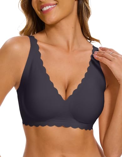 CheChury BH Damen Ohne Bügel mit Tiefem V-Ausschnitt Klassische Nahtloser Bügelloser Bequem Komfort Seamless Tshirt Soft Schlaf Push up mit zusätzlicher BH-Verlängerung von CheChury