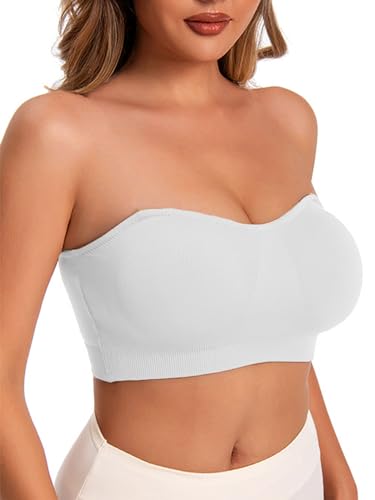 CheChury Bandeau BH Trägerlos Gepolstert Trägerloser BH Push Up mit Rutschfester Silikon Transparente Träger Damen Tube Top Bralette ohne Bügel Bralette Nahtlos Umwickelter Brust BH Dehnbar von CheChury