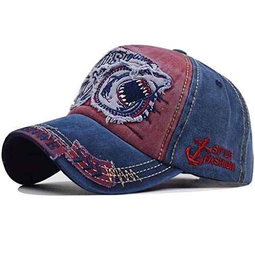 CheChury Baseball Cap Verstellbar Snapback Western Modische Baseball Mütze Retro Baseball Kappe Cap Baumwolle Kopfband Sommerhut Unisex Sonnenhut für Sport Outdoor Freizeit,Einheitsgröße,Rot von CheChury