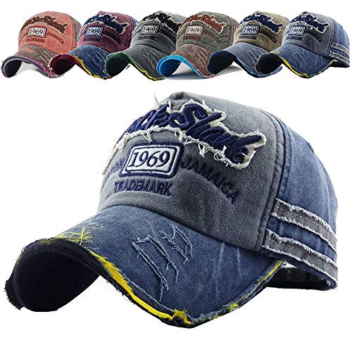 CheChury Baseballcap Original 1969 Vintage Style Used Washed Look Retro Outdoor Kappe Mütze Cap Schirmmütze Basecap verstellbar Sommerhut Unisex Sonnenhut für Sport Baseball Kappe (Blau) von CheChury