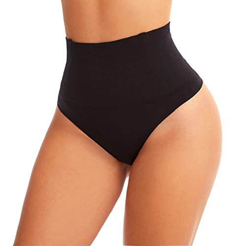 CheChury Bauchweg Mieder String Damen Miederslip Shaping Tanga Stark Formende Shapewear Figurformende Miederhose Nahtlos Unterwäsche Taillenformer Body Shaper Hohe Taille Unterhose Slip,M,A-Schwarz von CheChury