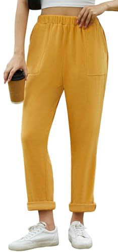 CheChury Cordhose Damen High Waist Hosen Gerades Bein Hosen Hohe Taille Freizeithose Lang Casual Locker Stretch Elastisch Hose Elegant Stoffhose mit Taschen Retrostil Herbst Winter Hose von CheChury