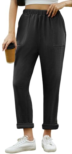 CheChury Cordhose Damen High Waist Hosen Gerades Bein Hosen Hohe Taille Freizeithose Lang Casual Locker Stretch Elastisch Hose Elegant Stoffhose mit Taschen Retrostil Herbst Winter Hose von CheChury