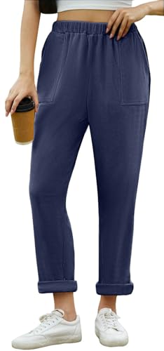 CheChury Cordhose Damen High Waist Hosen Gerades Bein Hosen Hohe Taille Freizeithose Lang Casual Locker Stretch Elastisch Hose Elegant Stoffhose mit Taschen Retrostil Herbst Winter Hose von CheChury