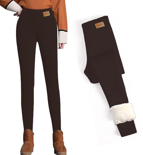 CheChury Damen Fleece Leggings Winter Strumpfhose Thermo Gefüttert Warme Hose Leggings Freizeithose High Waist Strumpfhose Slim Lange Leggings Hüftheben Thermo Unterhose Körperformung Outdoorhose von CheChury