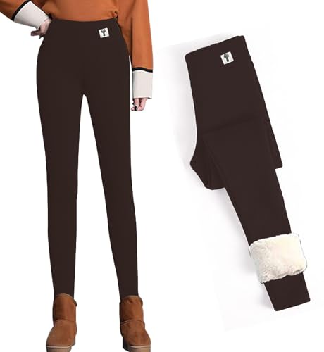 CheChury Damen Fleece Leggings Winter Strumpfhose Thermo Gefüttert Warme Hose Leggings Freizeithose High Waist Strumpfhose Slim Lange Leggings Hüftheben Thermo Unterhose Körperformung Outdoorhose von CheChury