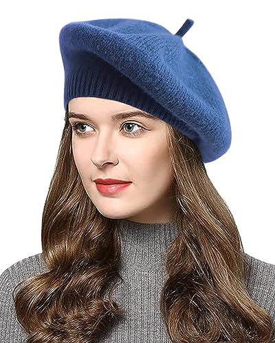 CheChury Damen Französischen Baskenmütze Klassische Französischen Barett Künstler Baskenmütze Barett Winter Wärme Hut Einfarbig Warm Beret Gestrickt Weich für Winter und Herbst von CheChury