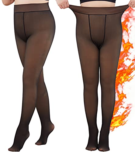 CheChury Damen Strumpfhosen Große Größen Winter Plüschstrümpfe Perfekt Beine Abnehmen Gefälschte Durchscheinend Warm Fleece Pantyhose Wärmende Thermo Strumpfhose für Damen Bequem Langlebig Verdickte von CheChury