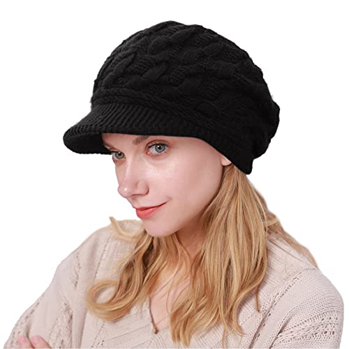CheChury Damen Wollmütze Winter Mütze Warme Strickmütze Frauen Wintermütze Kaschmir Mütze mit Shirm Damen Schirmmütze Grobstrick Baskenmütze Winter Strickmütze mit Schirm Damen Barett Fleece,Schwarz CheChury Damen Wollmütze Winter Mütze Warme Strickmütze Frauen Wintermütze Kaschmir Mütze mit Shirm Damen Schirmmütze Grobstrick Baskenmütze Winter Strickmütze mit Schirm Damen Barett Fleece,Schwarz von CheChury