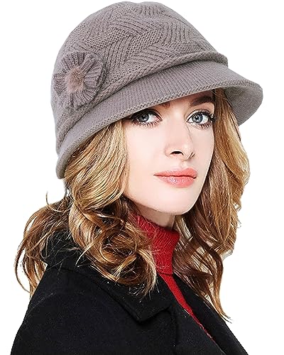 CheChury Frauen Cloche Hüte Bucket Hat Französische Baskenmütze Vintage Floral Wollkleid Klassischer Hut Winter Glockenhut Kirche Hut Klassisch Bowler Hut Melonenhut Fedorahüte Frauen von CheChury