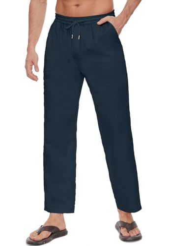 CheChury Herren Leinenhose Lange Weite Sommerhose Freizeithose Klassische mit Taschen Sommerhose Herrenhosen Übergröße Loose Fit Casual Freizeithose Casual Urlaub Strandhose mit Kordelzug Loungewear CheChury Herren Leinenhose Lange Weite Sommerhose Freizeithose Klassische mit Taschen Sommerhose Herrenhosen Übergröße Loose Fit Casual Freizeithose Casual Urlaub Strandhose mit Kordelzug Loungewear von CheChury