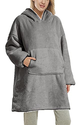 CheChury Hoodie Blanket Übergroße Sweatshirt Superweiche Decke Sweatshirt Übergroße Tragbar Decke Mit Kapuze Robe Riesentasche Erwachsene Warme Komfortable Unisex Fronttasche Männer Frauen Jugendliche von CheChury