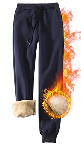 CheChury Jogginghose Damen Winter Warm Thermohose Sherpa Innenfutter Sweathose Gefüttert Sport Hosen Fleece Freizeithose Mit Große Taschen Tunnelzug Thermo Sweatpants Haushose Jogger Hose,Navy Blau,S CheChury Jogginghose Damen Winter Warm Thermohose Sherpa Innenfutter Sweathose Gefüttert Sport Hosen Fleece Freizeithose Mit Große Taschen Tunnelzug Thermo Sweatpants Haushose Jogger Hose,Navy Blau,S von CheChury