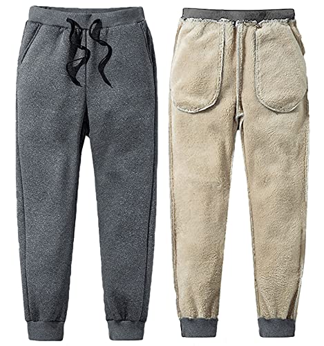 CheChury Jogginghose Herren Komfortable und Warme Trainingshose für Männer Casual Sporthose Basics Sweathose High Waist Fitness Hosen Kordelzug Sportlich Jogger Fleece Hosen mit Taschen,Grau,L von CheChury