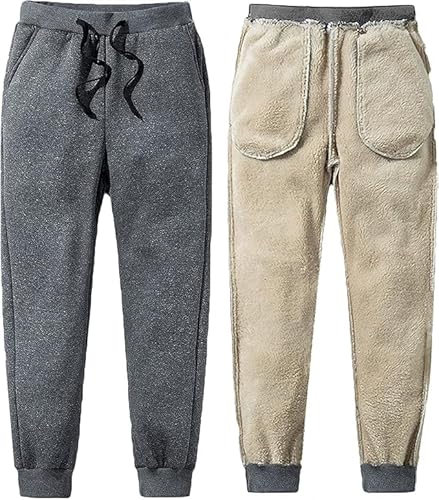 CheChury Jogginghose Herren Komfortable und Warme Trainingshose für Männer Casual Sporthose Basics Sweathose High Waist Fitness Hosen Kordelzug Sportlich Jogger Fleece Hosen mit Taschen,Grau,XL von CheChury